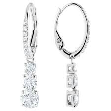 Swarovski Attract Trilogy Round Pierced Earrings, White, Rhodium Plated 5416155 - Core