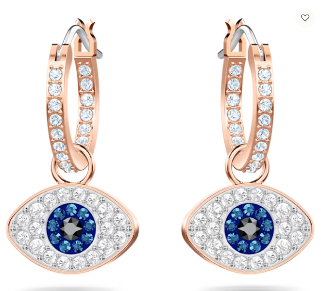 Swarovski Symbolic hoop earrings Evil Eye, Blue, Rose Gold-tone Plated - 5425857