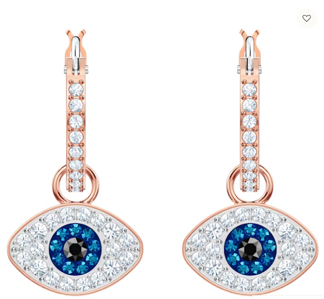 Swarovski Symbolic hoop earrings Evil Eye, Blue, Rose Gold-tone Plated - 5425857