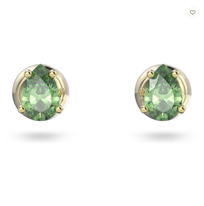 Swarovski Stilla Stud Earrings Pear Cut, Green, Gold-tone Plated - 5639120