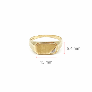 Anillo de sello de diamantes de 0,007 quilates de oro amarillo de 10 quilates para hombre,