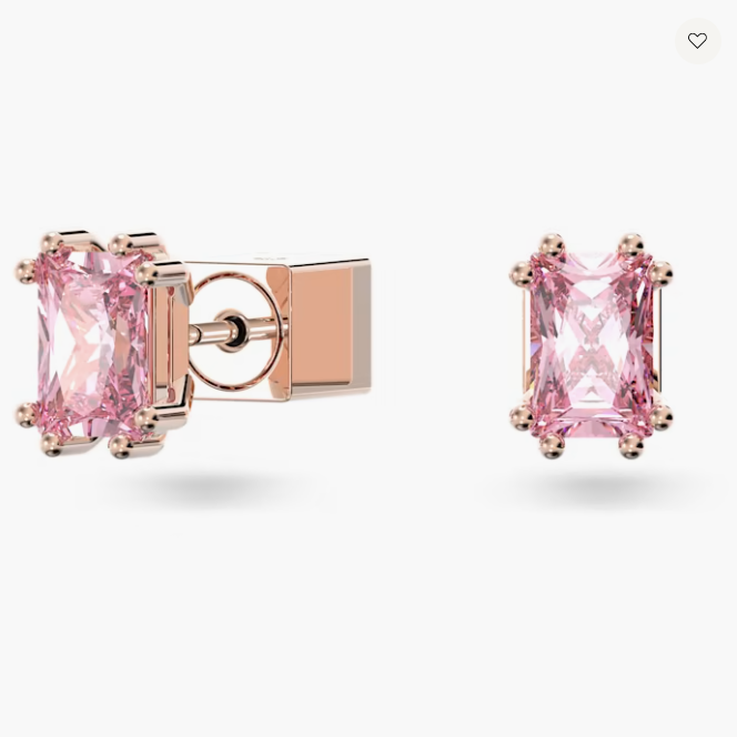Swarovski Stilla Stud Earrings Cushion Cut, Pink, Rose Gold-tone Plated - 5639136