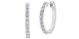 Huggies de diamantes de 0,50 quilates en oro blanco de 10 quilates - 17 mm