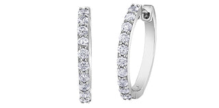 Huggies de diamantes de 0,75 quilates en oro blanco de 10 quilates - 20 mm