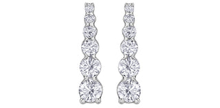 10K White Gold 1.00cttw Diamond Tappered 6 Stone Drop Earrings - 16mm x 4mm