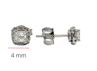 Arete de oro blanco de 14 quilates con diamantes canadienses de 0,22 quilates de talla princesa