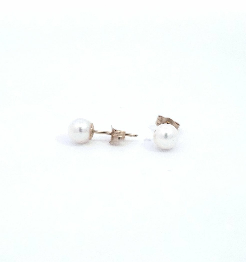 14K Yellow Gold 4.5-5.0mm Cultured Pearl Earrings with Butterfly Backs