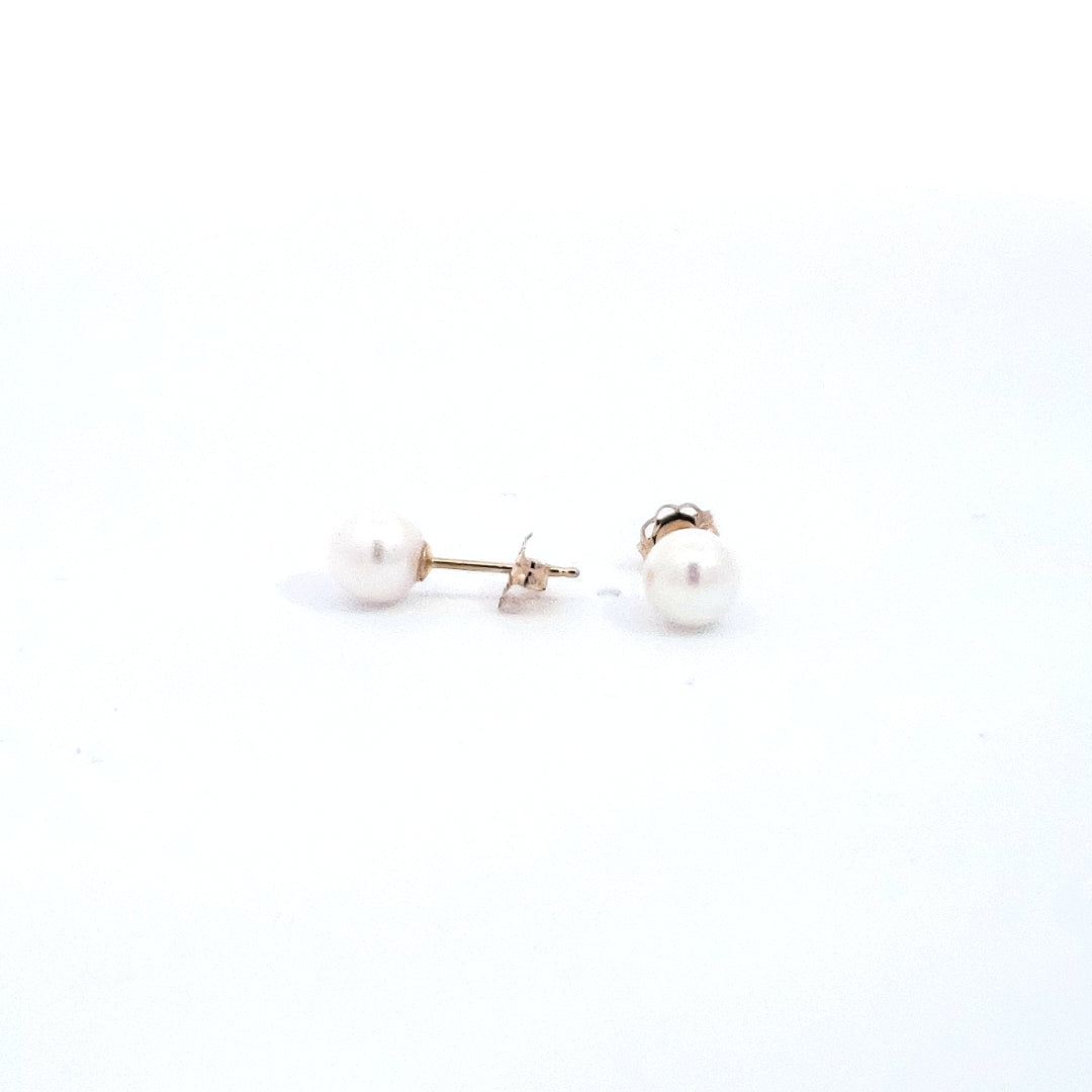 14K Yellow Gold 5.5-6.0mm Cultured Pearl Earrings with Butterfly Backs