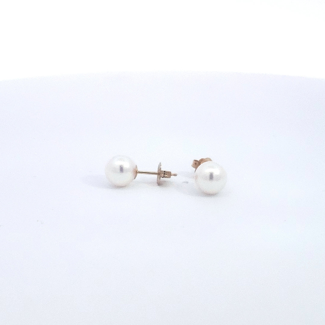 14K Yellow Gold 6.5-7.0mm Cultured Pearl Earrings with Butterfly Backs