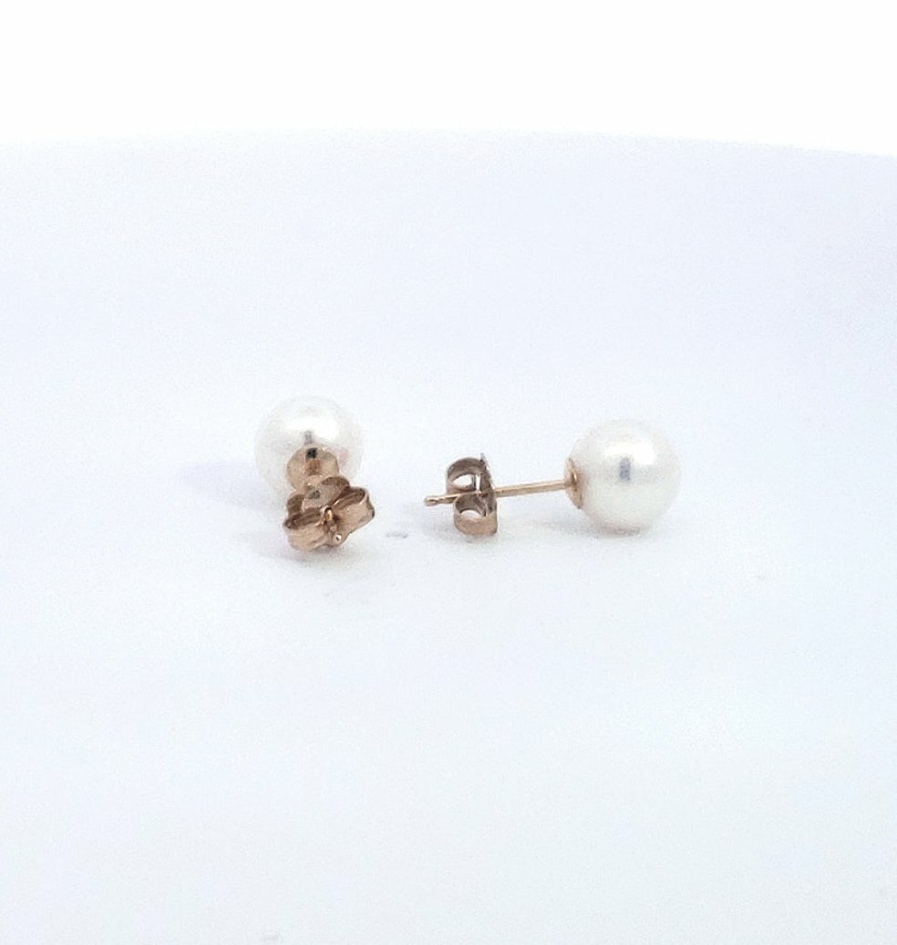 14K Yellow Gold 6.5-7.0mm Cultured Pearl Earrings with Butterfly Backs