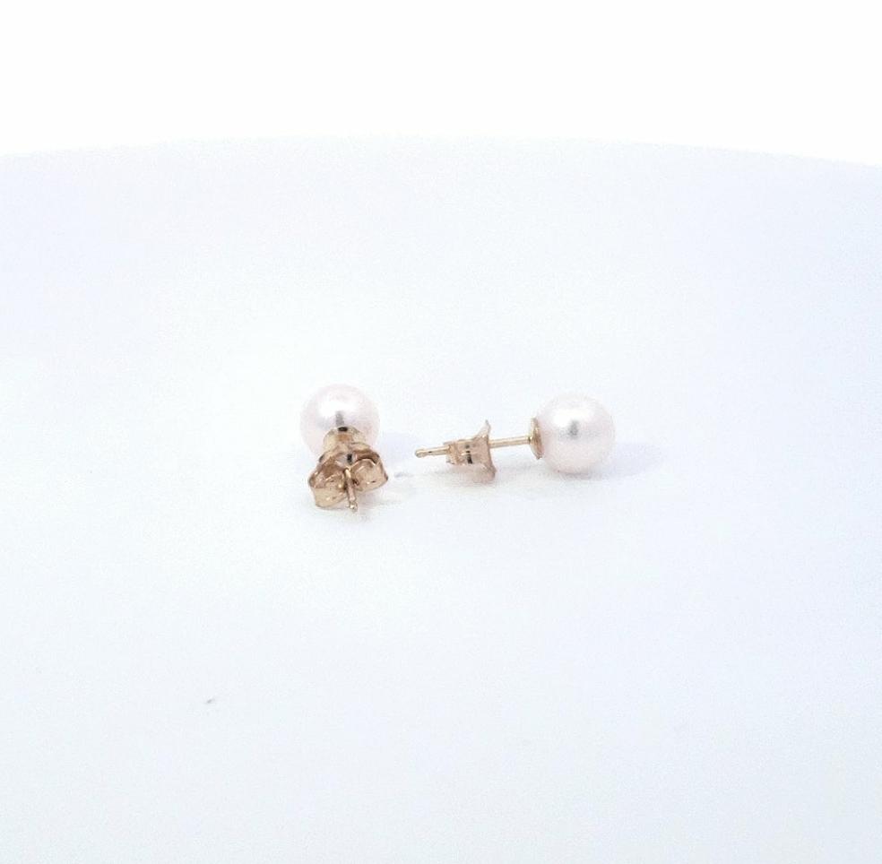 14K Yellow Gold 6-6.5mm Cultured Pearl Earrings with Butterfly Backs