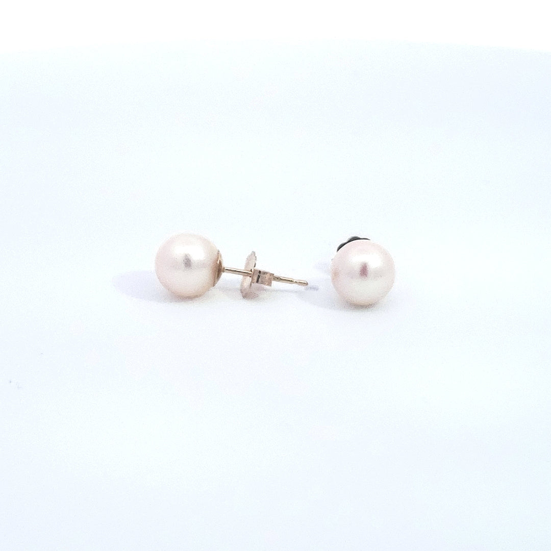 14K Yellow Gold 6.5-7.0mm Cultured Pearl Earrings with Butterfly Backs