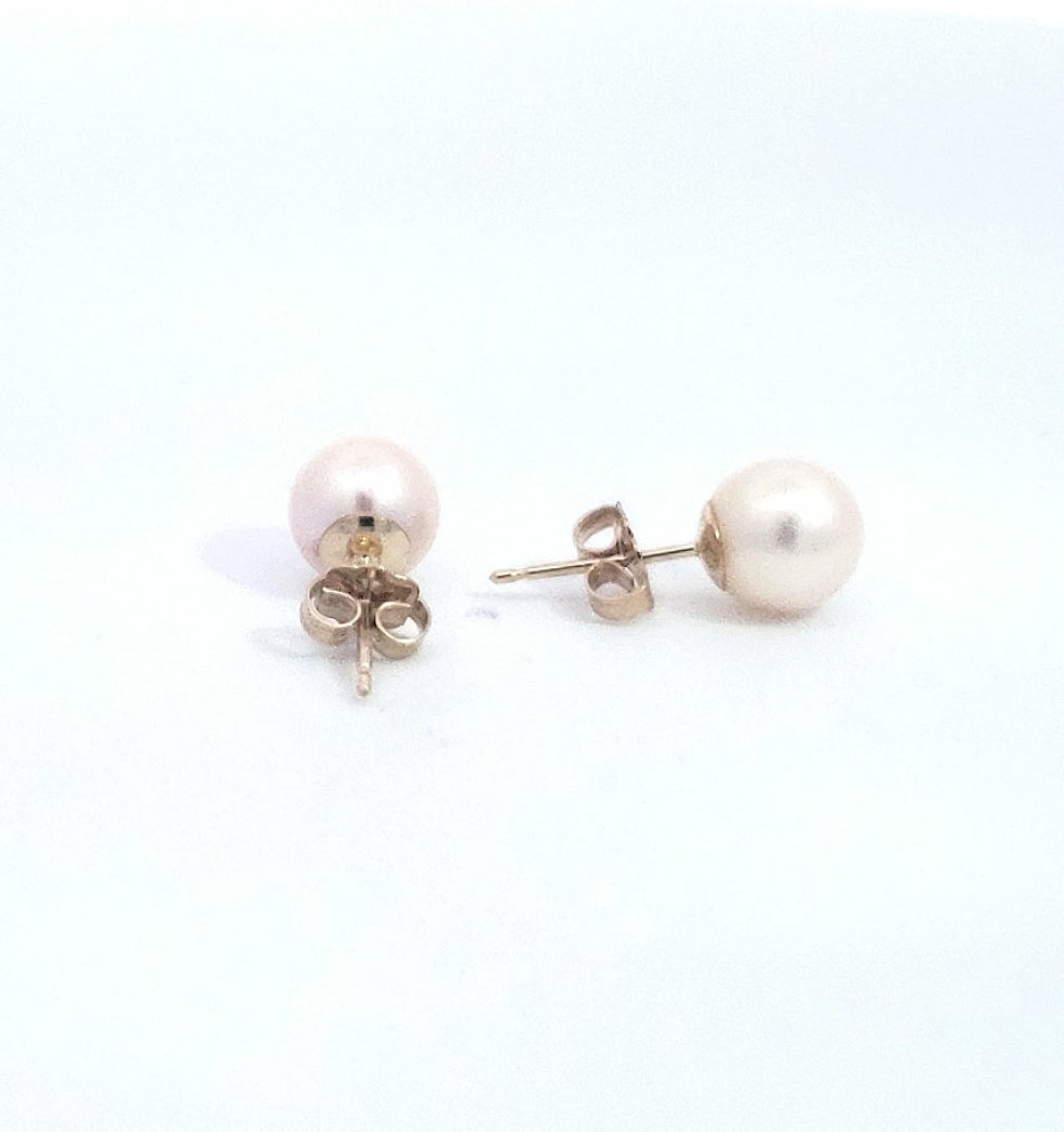 14K Yellow Gold 6.5-7.0mm Cultured Pearl Earrings with Butterfly Backs