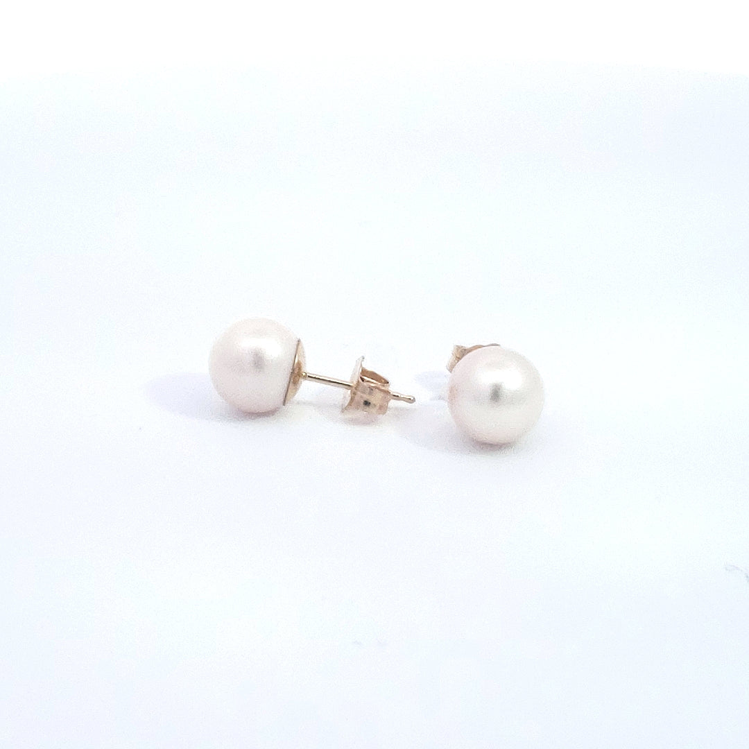 14K Yellow Gold 7-7.5mm Cultured Pearl Earrings with Butterfly Backs