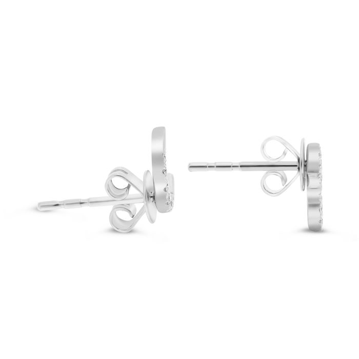 14K White Gold 0.12cttw Diamond Moon and Star Stud Earring