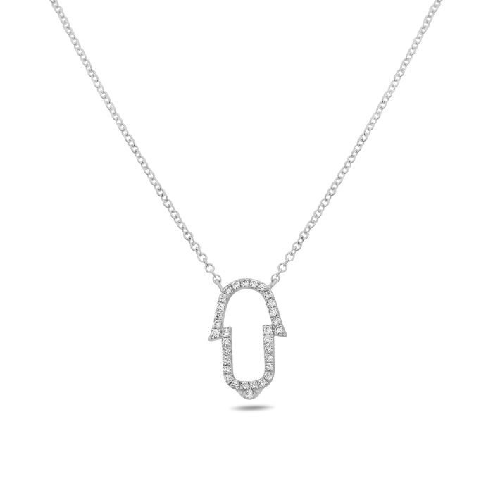 14K White Gold Diamond Necklace, 18&quot;