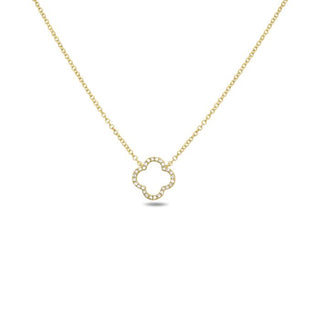 14K White Gold Diamond Quatrefoil Necklace, 18"