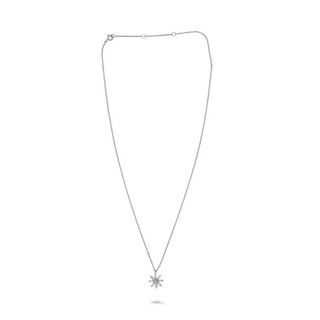 14K White Gold 0.28cttw Diamond Snowflake Necklace, 18"