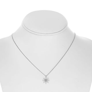 14K White Gold 0.28cttw Diamond Snowflake Necklace, 18"