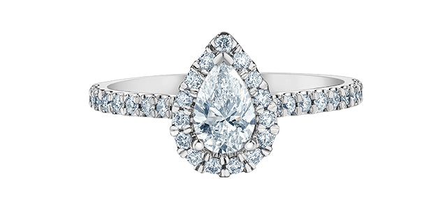 14K White Gold 0.92cttw Lab Grown Diamond Pear Shape Engagement Ring