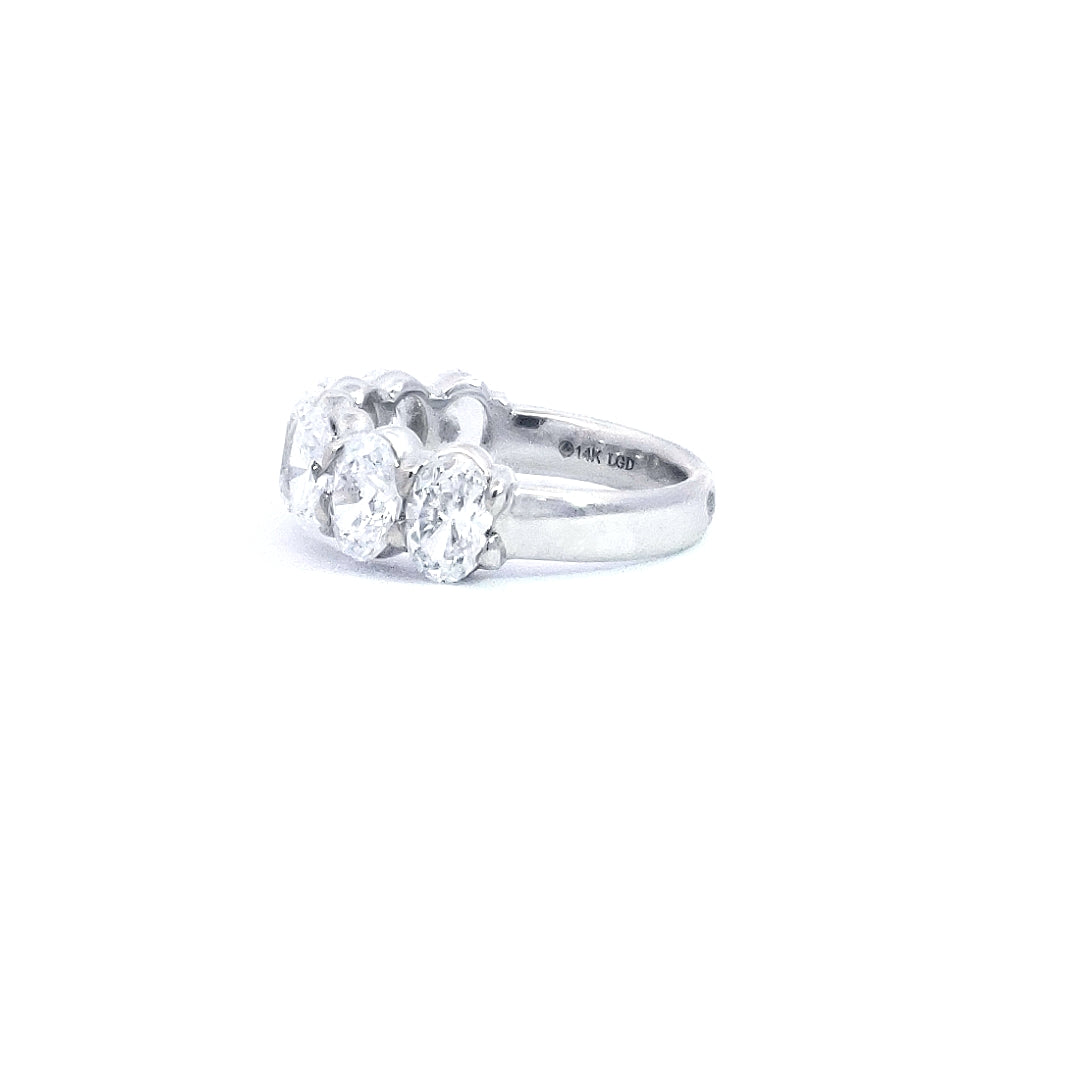 14K White Gold 3.75cttw Lab Grown Oval Cut Diamond Engagement / Anniversary Ring - Size 7