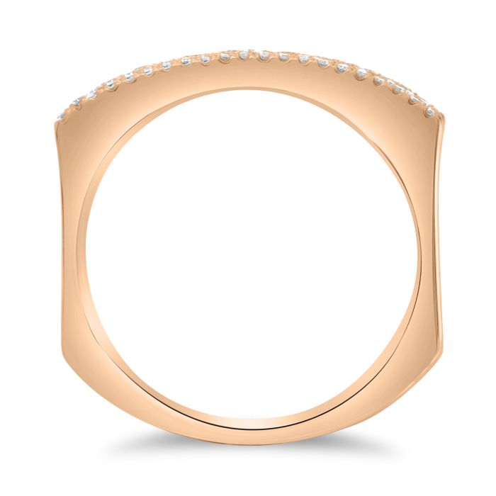 14K White, Yellow or Rose Gold 0.19cttw Diamond Three Row Indented Band