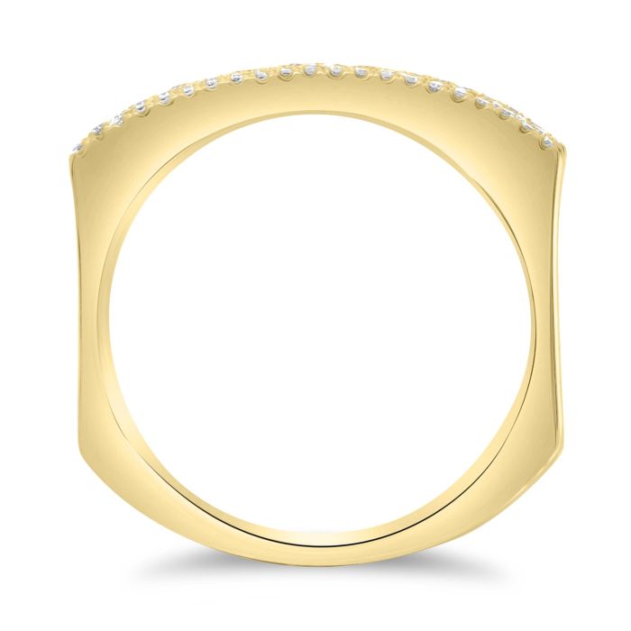 14K White, Yellow or Rose Gold 0.19cttw Diamond Three Row Indented Band