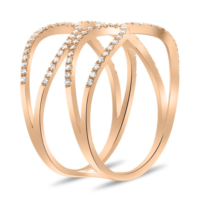 14K White, Yellow or Rose Gold 0.27cttw Diamond Loop Cuff Ring