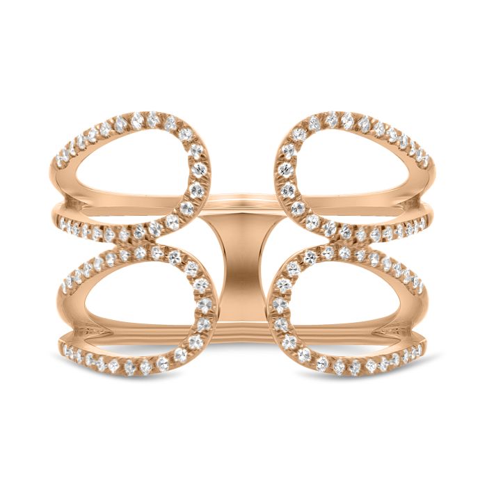 14K White, Yellow or Rose Gold 0.27cttw Diamond Loop Cuff Ring