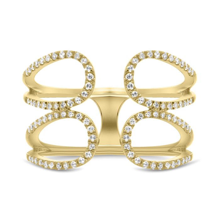 14K White, Yellow or Rose Gold 0.27cttw Diamond Loop Cuff Ring