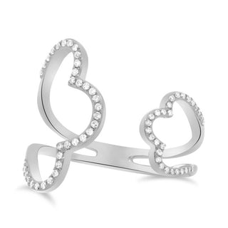 14K White, Yellow or Rose Gold 0.16cttw Diamond Tapered Pave Cuff Ring