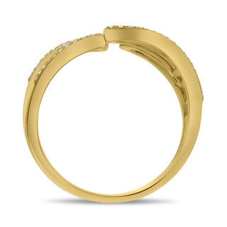 Anillo de oro blanco, amarillo o rosa de 14 quilates con diamantes de doble corazón de 0,28 quilates 