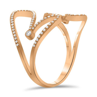 Anillo de oro blanco, amarillo o rosa de 14 quilates con diamantes de doble corazón de 0,28 quilates 