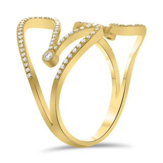 Anillo de oro blanco, amarillo o rosa de 14 quilates con diamantes de doble corazón de 0,28 quilates 