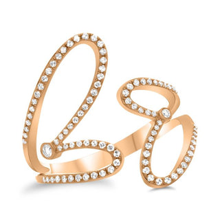 Anillo de oro blanco, amarillo o rosa de 14 quilates con diamantes de doble corazón de 0,28 quilates 