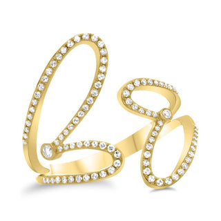 Anillo de oro blanco, amarillo o rosa de 14 quilates con diamantes de doble corazón de 0,28 quilates 