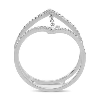 Anillo de oro blanco, amarillo o rosa de 14 quilates con diamantes de 0,26 quilates y vástago dividido en forma de chevrón 