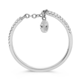 Anillo de cadena de diamantes de 0,14 quilates en oro blanco, amarillo o rosa de 14 quilates con colgante 