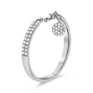 Anillo de cadena de diamantes de 0,14 quilates en oro blanco, amarillo o rosa de 14 quilates con colgante 