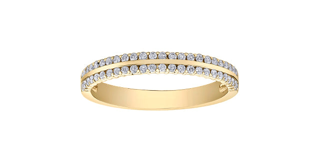 10K Yellow Gold 0.25cttw Diamond Double Band Ring - Size 6.5