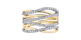 10K Two Tone Yellow and White Gold 1.00cttw Diamond Twist Ring