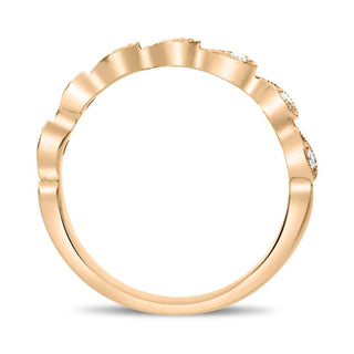 Anillo en forma de lágrima con diamantes milgrain de 0,12 quilates en oro blanco, amarillo o rosa de 14 quilates 