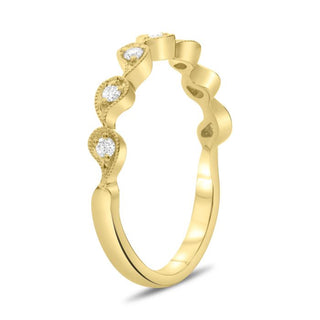 Anillo en forma de lágrima con diamantes milgrain de 0,12 quilates en oro blanco, amarillo o rosa de 14 quilates 
