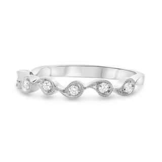 Anillo en forma de lágrima con diamantes milgrain de 0,12 quilates en oro blanco, amarillo o rosa de 14 quilates 