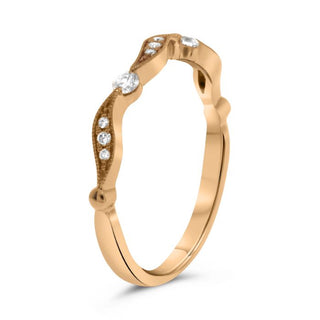 Alianza de boda milgrain de diamantes de 0,14 quilates de oro blanco, amarillo o rosa de 14 quilates 