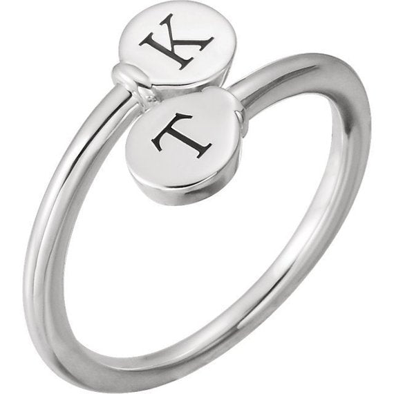 2 Initial Engravable Love Twist Ring