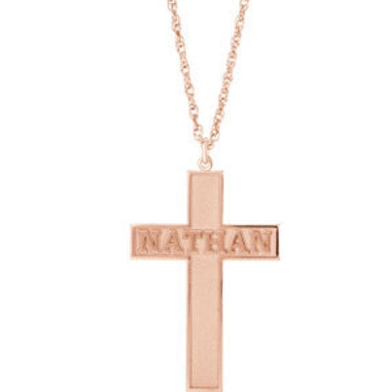 Engravable Cross Pendant with Chain
