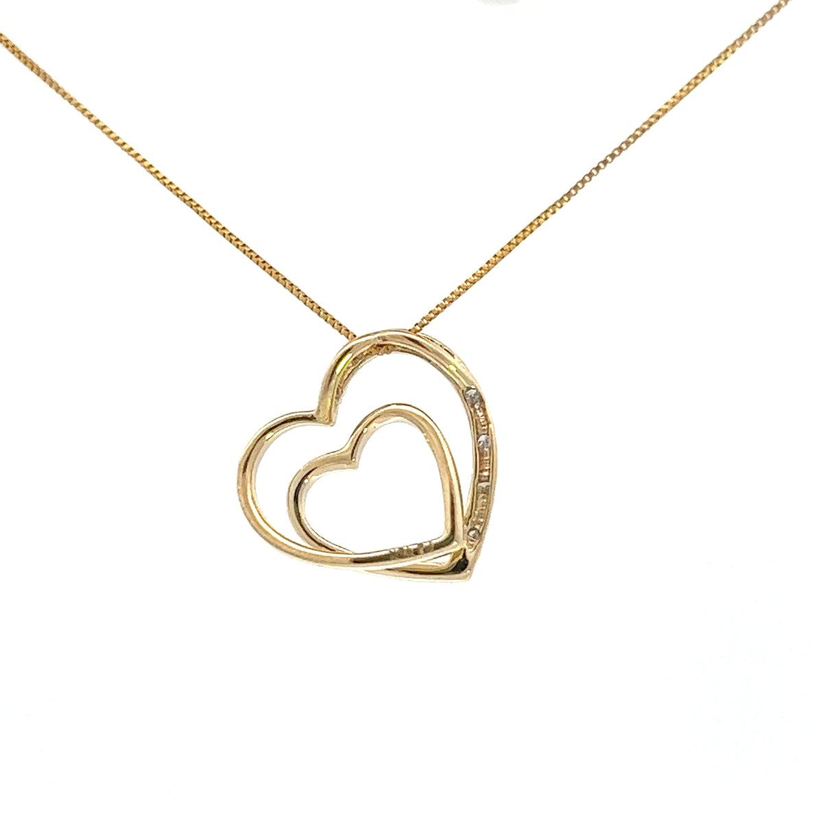 10K Yellow Gold 0.05cttw  Diamond  Heart Pendant, 18&quot;