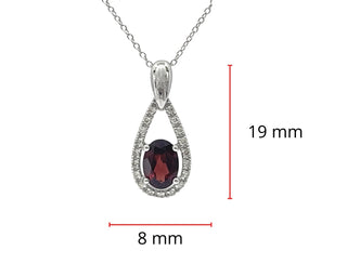 Colgante de oro blanco de 10 quilates con granate de 0,90 quilates y diamante de 0,11 quilates - 18 pulgadas