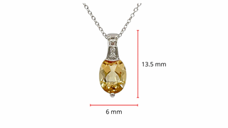 Colgante de oro blanco de 10 quilates con citrino de talla ovalada de 8x6 mm y diamante de 0,022 quilates, 18"